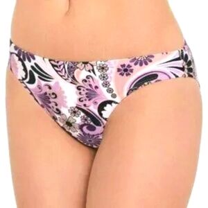 SALT + COVE PURPLE WHITE PAISLEY LOW RISE BIKINI BOTTOMS SIZE MEDIUM NWT